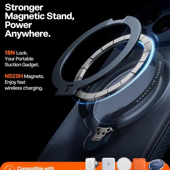 iPhone 17 Pro Max Case Ostand Q3 Air 360 Magnetic Stand MagSafe Shockproof-Blue - Picture 8 of 11